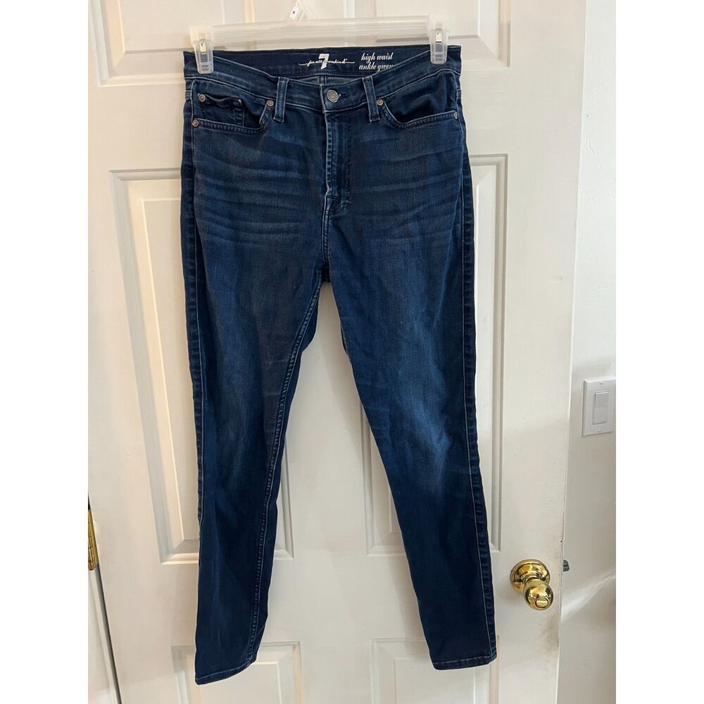 7 For All Mankind Gwenevere High Waist Ankle Skinny Jeans Dark Wash Size 30x27
